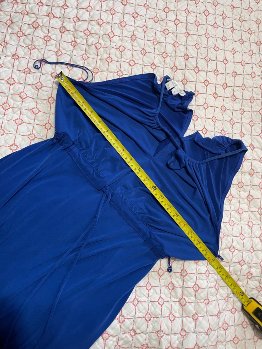 London, Time blue and white color blocked halter look maxi - Picture 6 of 7